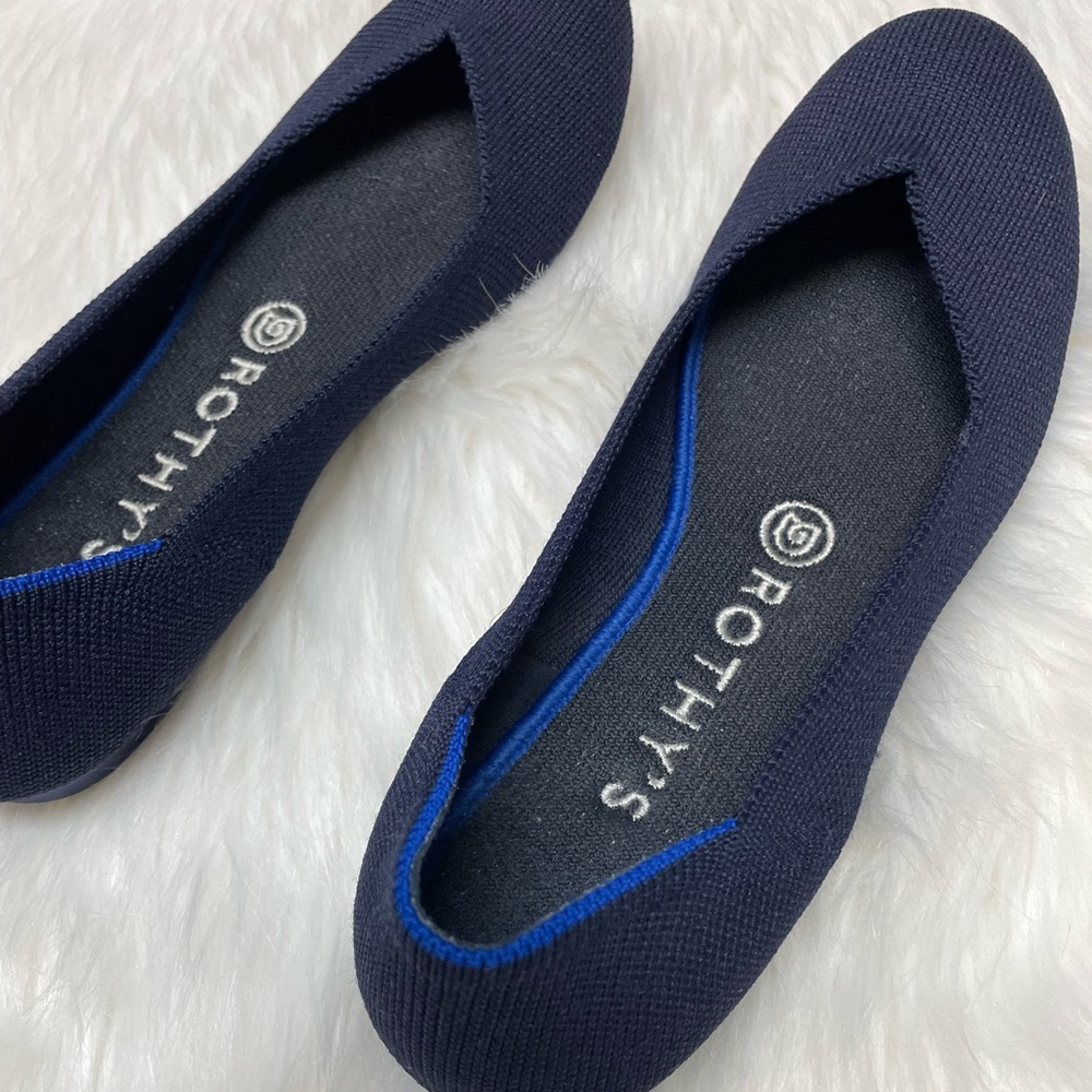 | Rothy’s | Maritime Navy “The Flat” shoes. Size 8.